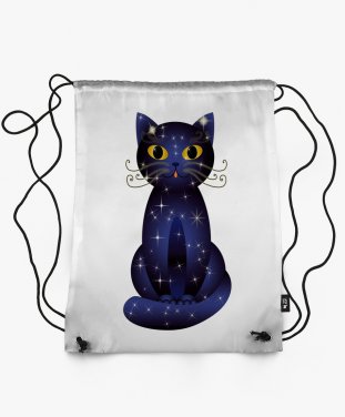 Рюкзак Синьо-чорний кіт на білому