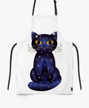 Фартух Синьо-чорний кіт на білому