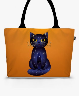 Шопер Синьо-чорний кіт на жовтогарячому