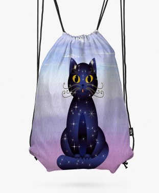 Рюкзак Синьо-чорний кіт на акварельному