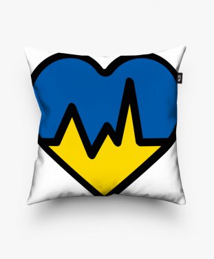 Подушка квадратна Синьо-жовте серце
