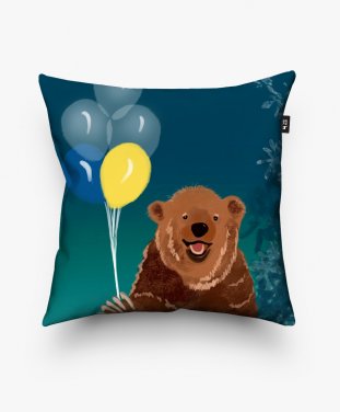 Подушка квадратна Ведмідь з кульками