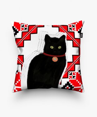 Подушка квадратна Кіт з орнаментом 