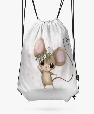 Рюкзак Романтична миша з польовими квітами на голові до Дня Святого Валентина