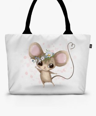 Шопер Романтична миша з польовими квітами на голові до Дня Святого Валентина