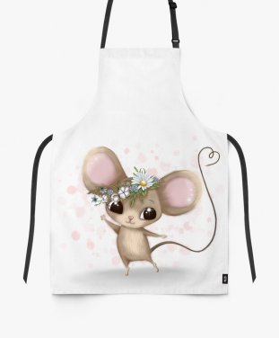 Фартух Романтична миша з польовими квітами на голові до Дня Святого Валентина