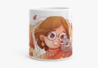 Чашка Осіння дівчина з котом