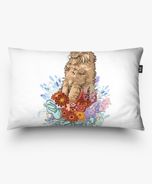 Подушка прямокутна Весняний котик у квітах 