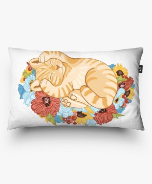 Подушка прямокутна Котик у квітах