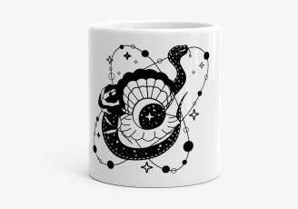 Чашка Містична змія космосу та океану. Мінімалістична езотерична змія