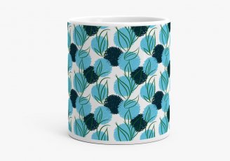 Чашка Стеблинка з листочками на блакитних і темно-зелених плямах