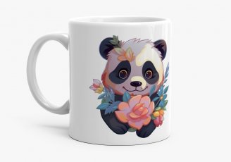 Чашка Маленька панда з квітами