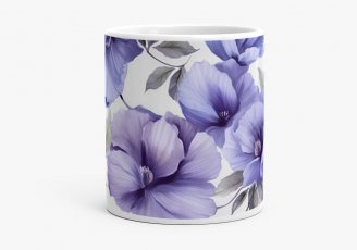 Чашка Принт з фіолетовими квітами.Акварель 