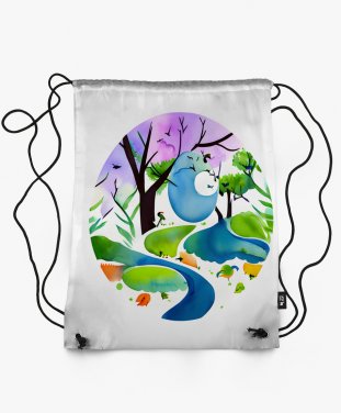 Рюкзак Лесная голубка - акварельная картина в круглом формате, искусство окружающей среды