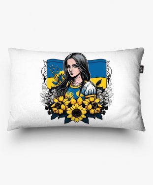 Подушка прямокутна Українка із соняшниками