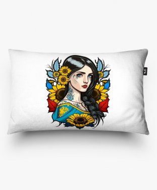 Подушка прямокутна Чарівна Українська дівчина з квітами