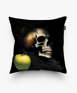 Подушка квадратна Череп і яблуко