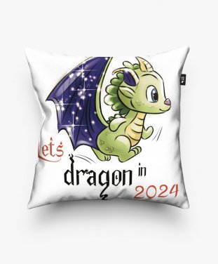 Подушка квадратна Дракон зелений 2024