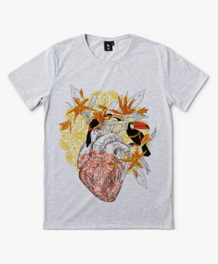 Чоловіча футболка Серце, птахи, квіти