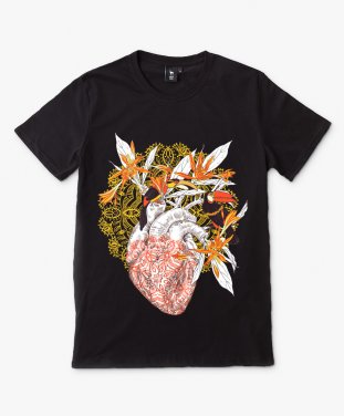 Чоловіча футболка Серце, птахи, квіти