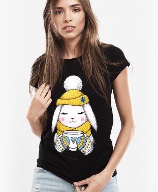 Жіноча футболка Зимовий Сонячний Зайчик 