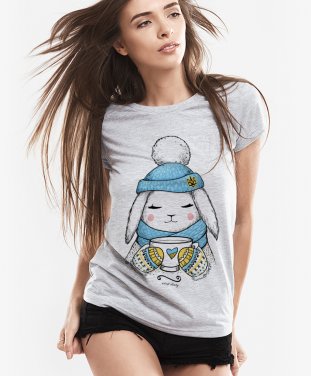 Жіноча футболка Зимовий Зайчик 