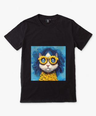 Чоловіча футболка Киця в окулярах з тризубом