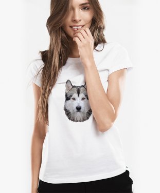 Жіноча футболка Маламут у стилі low poly | Low Poly Malamute