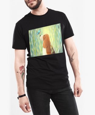 Чоловіча футболка Цуценя бігля та метелик