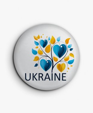 Значок Ukraina. Дерево Жовто Блакитне Серце