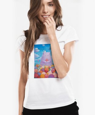 Жіноча футболка Пухнастики та поле жовтневих хризантем