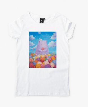 Жіноча футболка Пухнастики та поле жовтневих хризантем