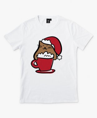 Чоловіча футболка Різдвяний котик в чашці