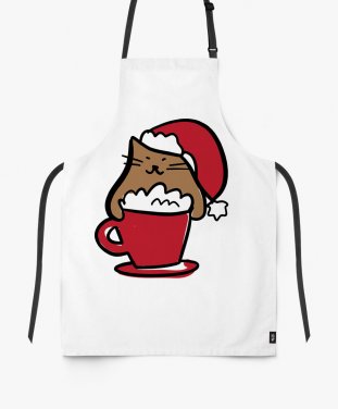 Фартух Різдвяний котик в чашці