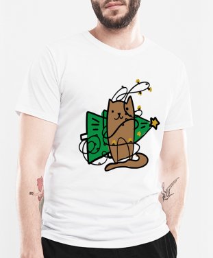 Чоловіча футболка Кіт і ялинка