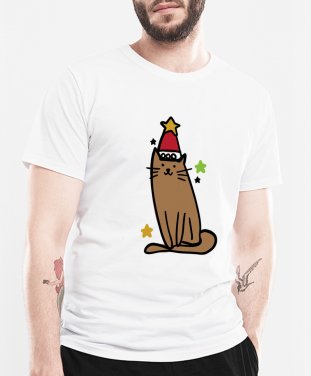 Чоловіча футболка Новорічний кіт