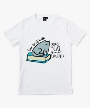 Чоловіча футболка Киця сидить на книжці