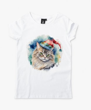 Жіноча футболка Кіт новорічний