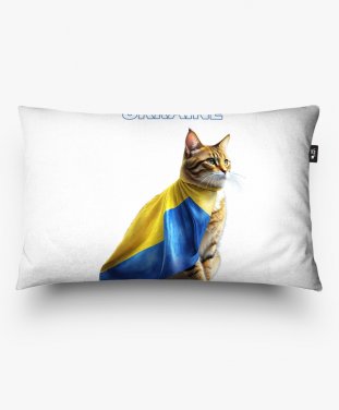 Подушка прямокутна Кіт з прапором України