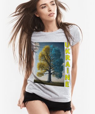 Жіноча футболка Синьо жовте дерево
