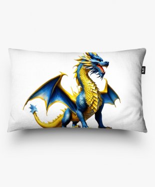Подушка прямокутна Синьо-жовтий дракон