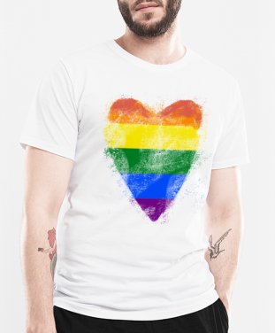 Чоловіча футболка lgbt rainbow серце