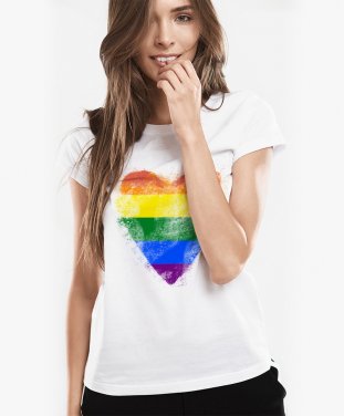Жіноча футболка lgbt rainbow серце