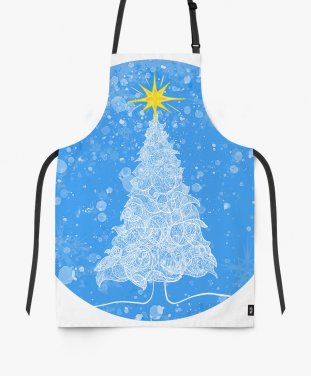 Фартух Snowy Christmas trees in the blue sky