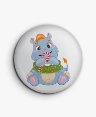 Значок Baby Hippo with Christmas candy 