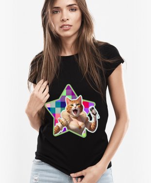 Жіноча футболка Співаюча Кішка-Суперстар