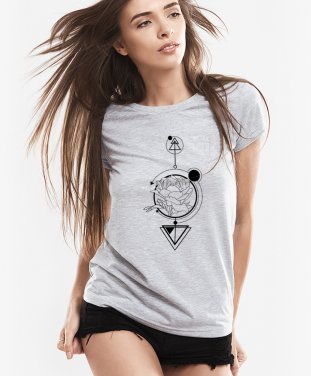 Жіноча футболка геометрія з білою півонією
