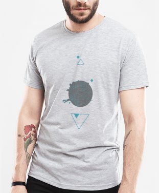 Чоловіча футболка геометрія з блакитною півонією