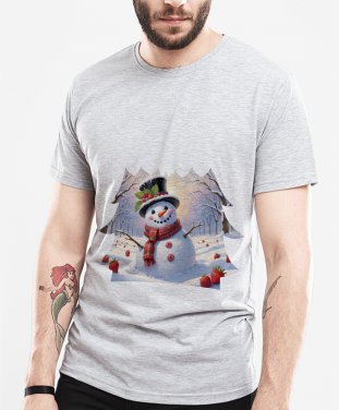 Чоловіча футболка Сніговик-джентельмен
