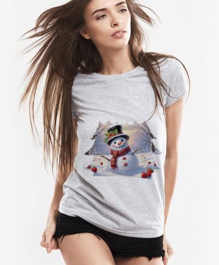 Жіноча футболка Сніговик-джентельмен